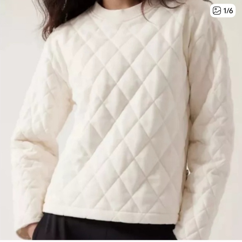 Athleta retro plush quilted zip side sweatshirt S